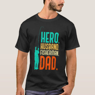 Camiseta Mens Hero Husband Pai Pescador