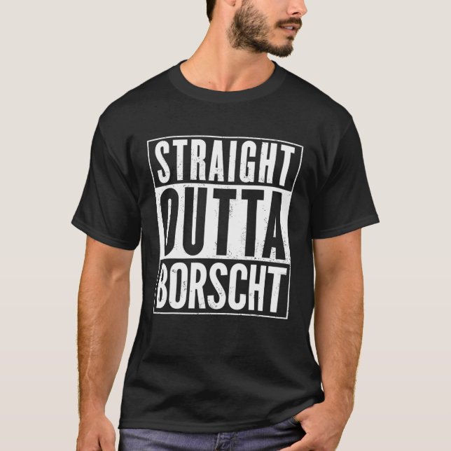 Camiseta Mens Hetero Outta Borscht Engraçado (Frente)