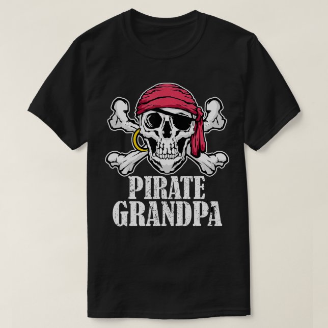 Camiseta Mens Hospedando Pirate Birthday Jolly Roger Party  (Frente do Design)