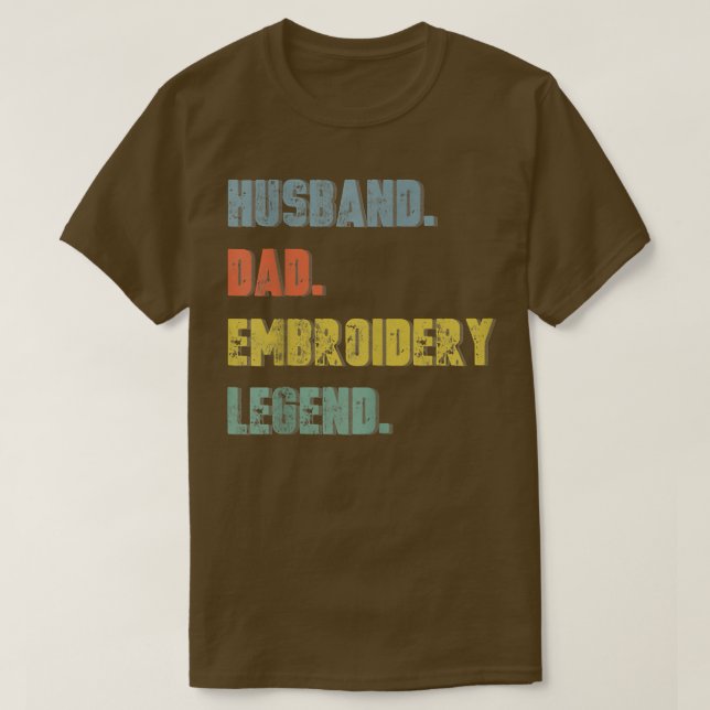 Camiseta Mens Husband Dad Embroidery Legend Vintage Father' (Frente do Design)