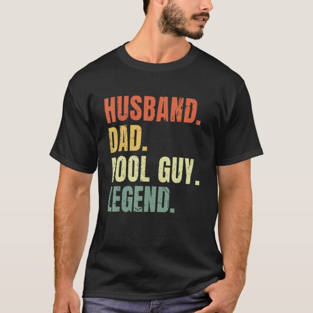 Camiseta Mens Husband Dad Pool Guy Legend Funny Fathers Day (Frente)