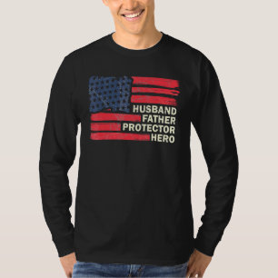 Camiseta Mens Husband Padre Protetor Hero - Dia de os pais 