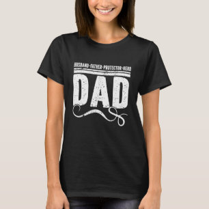 Camiseta Mens Husband Padre Protetor Hero Melhor Pai Nunca