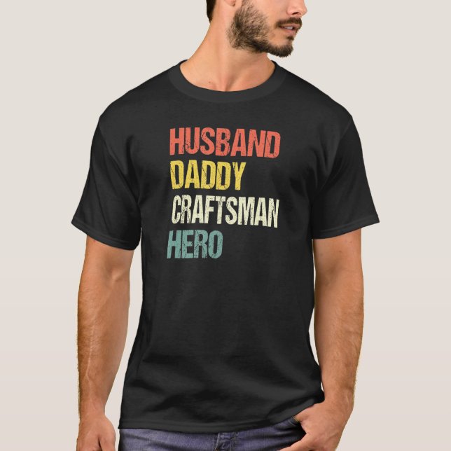 Camiseta Mens Husband Pai Artesã Herói Mecânica Artisan (Frente)