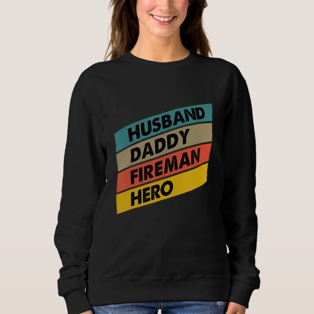 Camiseta Mens Husband Pai Fireman Hero Bombeiro Padre (Frente)