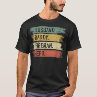 Camiseta Mens Husband Pai Fireman Hero Bombeiro Padre