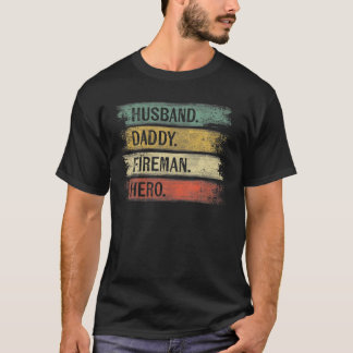 Camiseta Mens Husband Pai Fireman Hero Bombeiro Padre