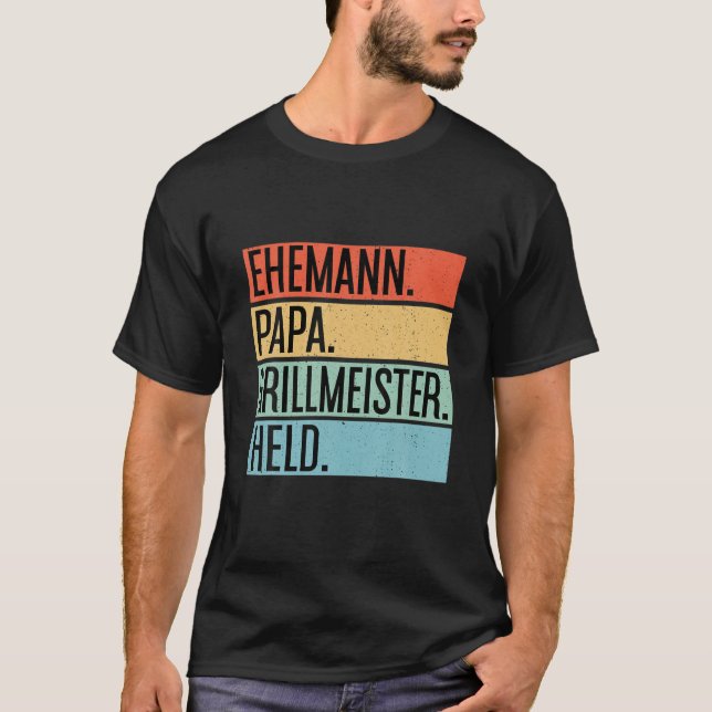 Camiseta Mens Husband Pai Grill Master Hero CHURRASCO Da Pa (Frente)