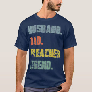 Camiseta Mens Husband Pai Preacher Legend Vintage do Pai
