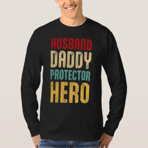 Camiseta Mens Husband Pai Protetor Hero Pai Padre Fath