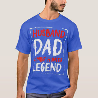 Camiseta Mens Husband Pai Zombie Hunter Legend Engraçado Ha