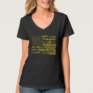 Camiseta Mens Husband Protetor Pai Hero Dia de os pais Cam