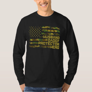 Camiseta Mens Husband Protetor Pai Hero Dia de os pais Cam