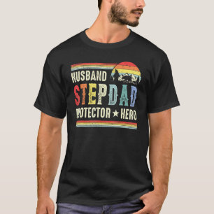 Camiseta Mens Husband Stepdad Protect Hero For Men Vintag
