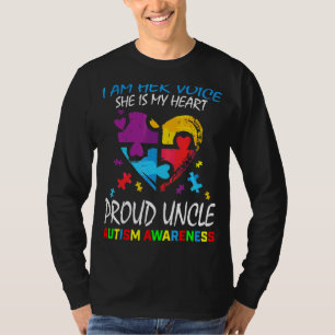 Camiseta Mens I Am Sua Voz Meu Coração Orgulhoso Tio Autism