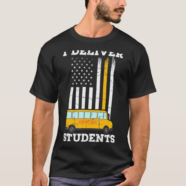 Camiseta Mens I Delivery Students School Bus Driver Driv (Frente)
