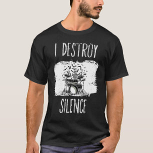 Camiseta Mens I Destruir Tambores de Silêncio Drummer Músic