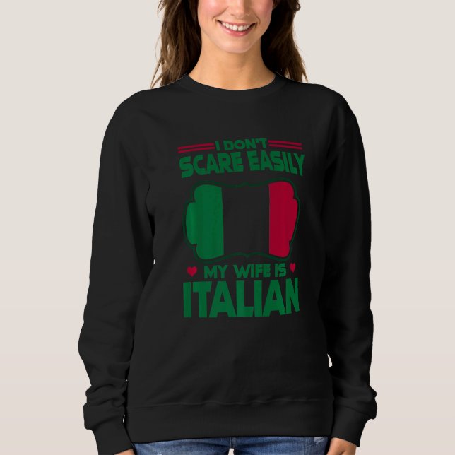 Camiseta Mens I Dont Scare Easily My Wife Is Italian Me Pro (Frente)