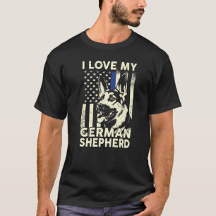 Camiseta Mens I Love German shepherd Custa Alemão Shepard D