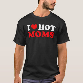 Camiseta Mens I Love Hot Mães Red Heart For Hot Mães Retro