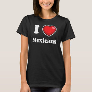 Camiseta Mens I Love Mexicanos Big Heart Mexicanos Orgulho