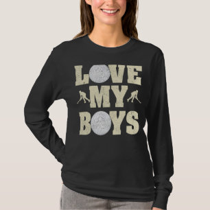 Camiseta Mens I Love My Boys Hockey Dia de os pais Da
