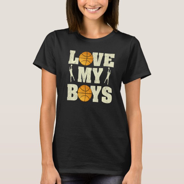 Camiseta Mens I Love My Boys Netball Dia de os pais Netball (Frente)