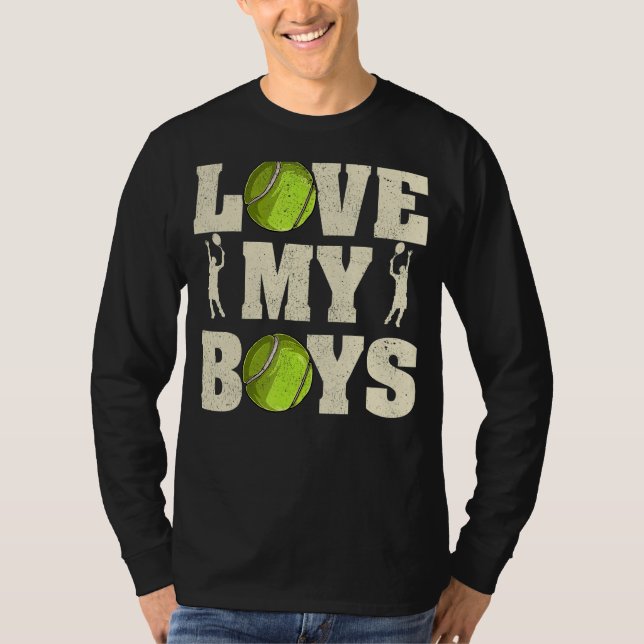 Camiseta Mens I Love My Boys Tênis Dia de os pais Da (Frente)