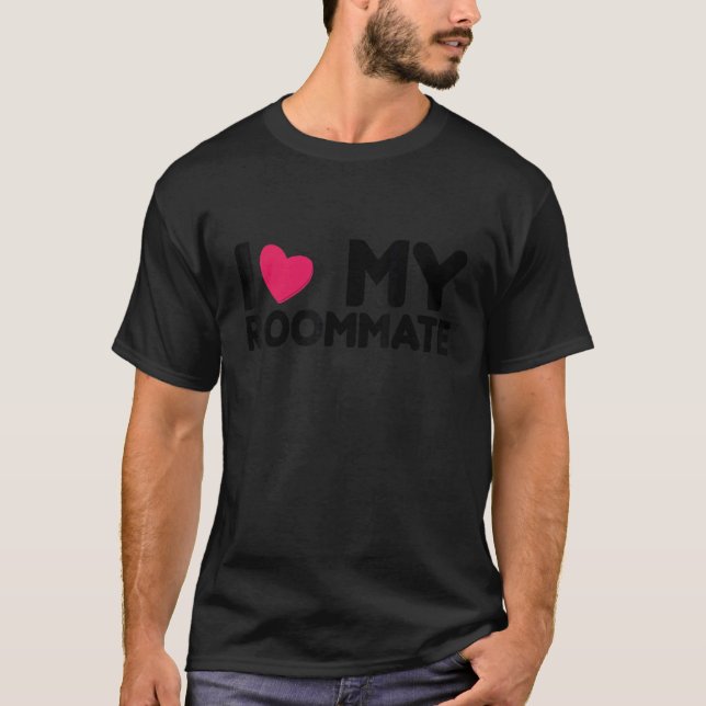 Camiseta Mens I Love My Roommate I Heart My Roommate  Famil (Frente)