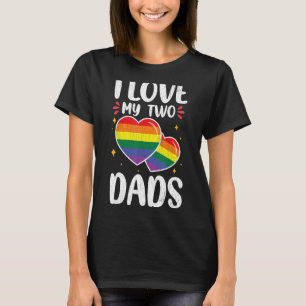 Camiseta Mens I Love My Two Pai Lgbtq Orgulho gay Mês Gra