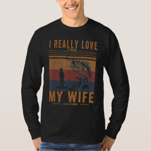 Camiseta Mens I Love My Wide Me Deixa Pescar Peixe Bass Eng