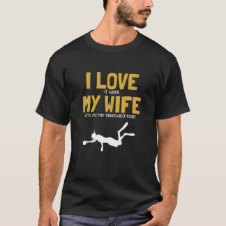 Camiseta Mens I Love My Wide Underwater Rugby Scuba Diver U