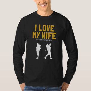 Camiseta Mens I Love My Wife Caminhando Lá Fora