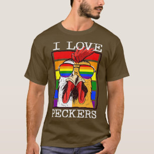 Camiseta Mens I Love Peckers Rooster Gay LGBT Pintinho Rain