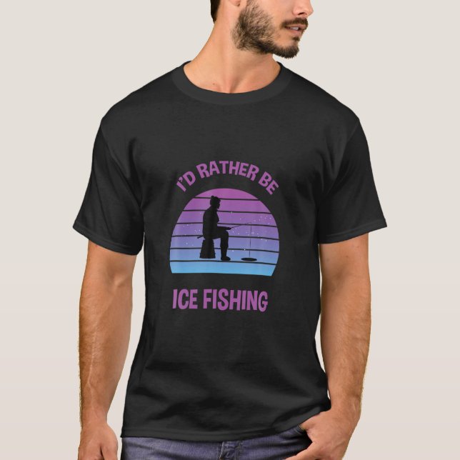 Camiseta Mens I'Preferencialmente Sê A Pesca Do Gelo Retro  (Frente)