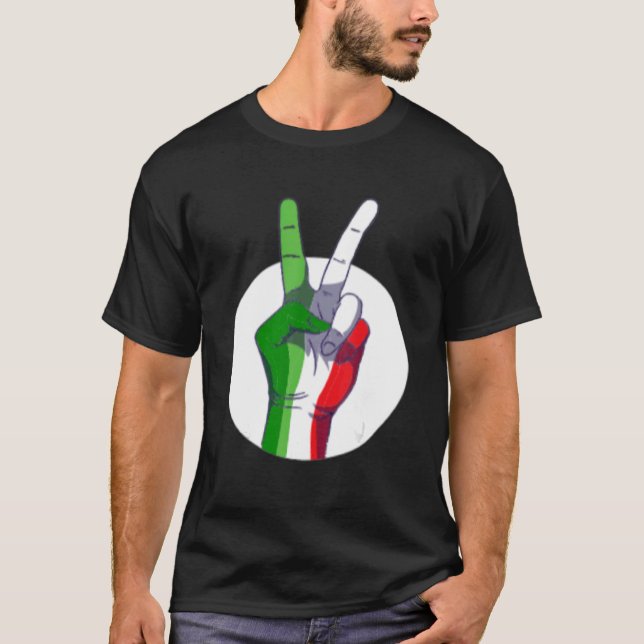 Camiseta Mens Italian Flag peace sign  Victory Sign Nationa (Frente)