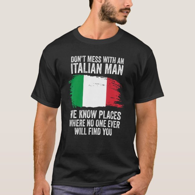 Camiseta Mens Italiana Flag Itália (Frente)