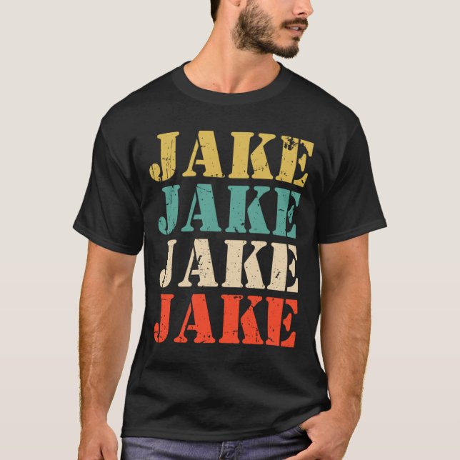 Camiseta Mens Jake Retro Names Vintage Style Personalized (Frente)
