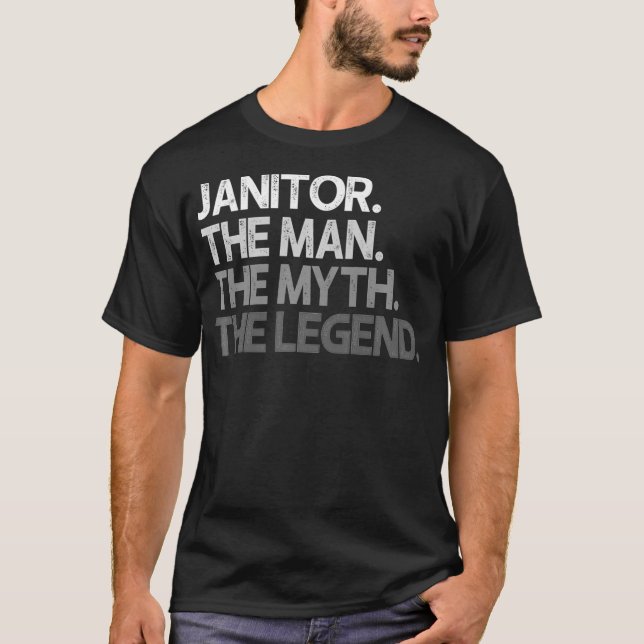 Camiseta Mens Janitor Presente O Homem Mito Legenda Premium (Frente)