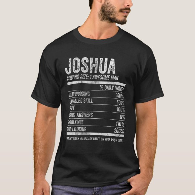 Camiseta Mens Joshua Nutrition Nome Personalizado Nome Funn (Frente)
