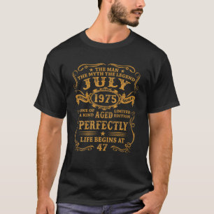 Camiseta Mens Julho De 1975 O Homem Mita Legenda De 47 Anos