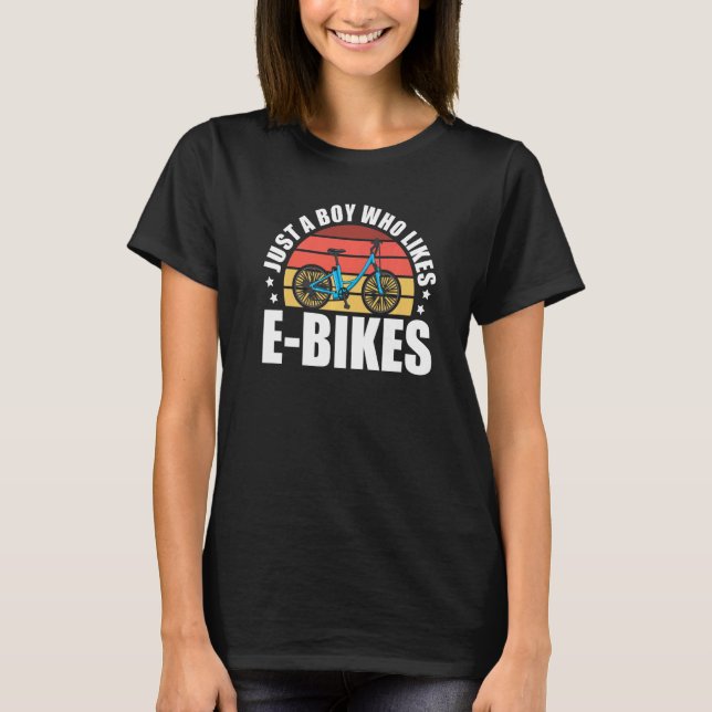 Camiseta Mens Just A Boy Who Loves E-Bikes Mountainbiker Cy (Frente)