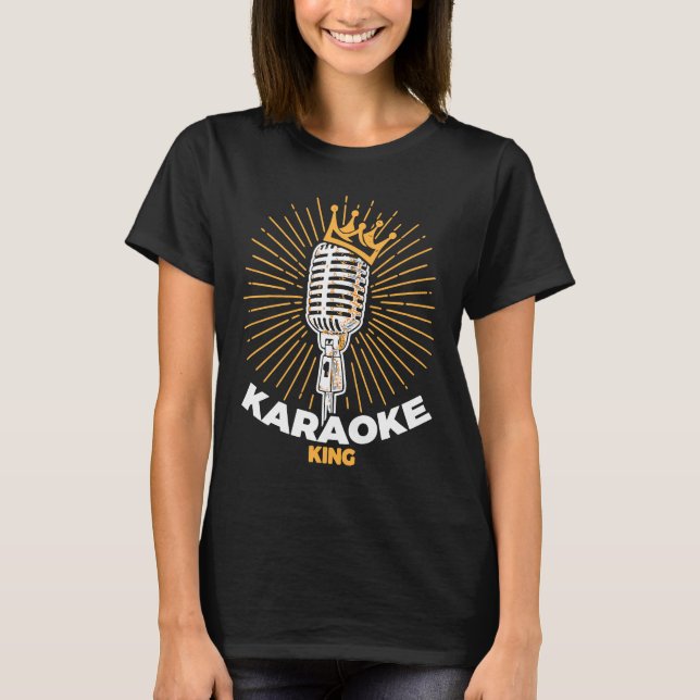 Camiseta Mens Karaoke King para Cantores e Criadores de Mús (Frente)