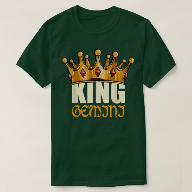 Camiseta Mens King Gemini Zodiac Birthday Horoscope Astrolo (Frente do Design)