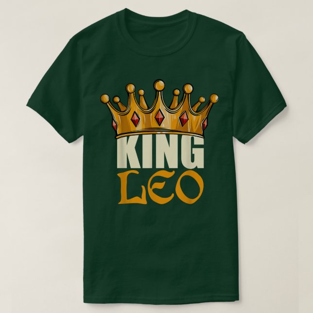 Camiseta Mens King Leo Zodiac Birthday Horoscope Astrology  (Frente do Design)
