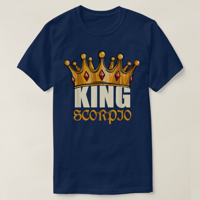 Camiseta Mens King Scorpio Zodiac Birthday Horoscope Astrol (Frente do Design)