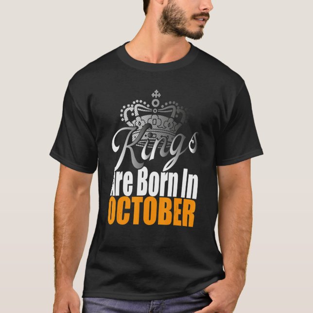 Camiseta Mens Kings Estão Nasceres No Aniversário De Outubr (Frente)