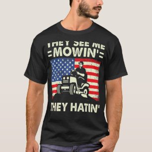 Camiseta Mens Lawn Mears Shirts Eles Me Vêm Remando Eles Tê