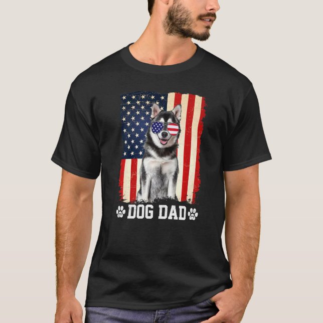 Camiseta Mens Legal Siberian Husky Dog Pai American Flag Fa (Frente)