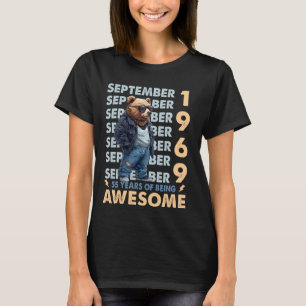 Camiseta Mens Legend setembro 1969 55th Birthday Bear 55 Y